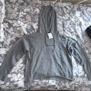 Gray Knitted Hooded Brandy Melville Shirt